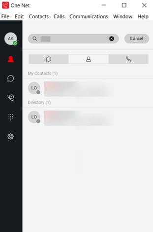 Image showing contacts search feature 